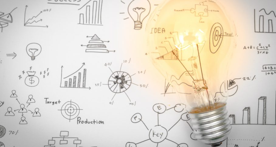 Light bulb with drawing graph
